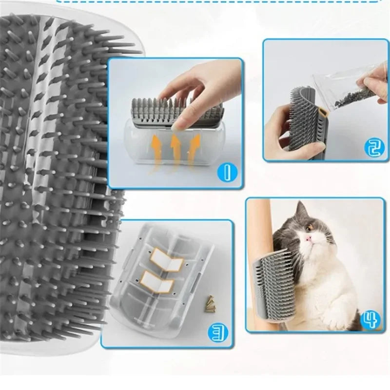 Cat Corner Scratcher with Catnip Self Grooming Toy – The Purr-fect Boredom Buster