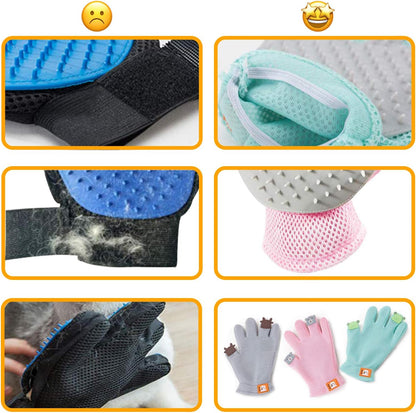 Pet Grooming Glove - Cat Dog Gentle Deshedding Brush Glove - Efficient Pet Hair Remover Massage Mitt - Enhanced Five Finger Design Perfect for Long Short Fur, Right Hand Pet Bathing (Green)