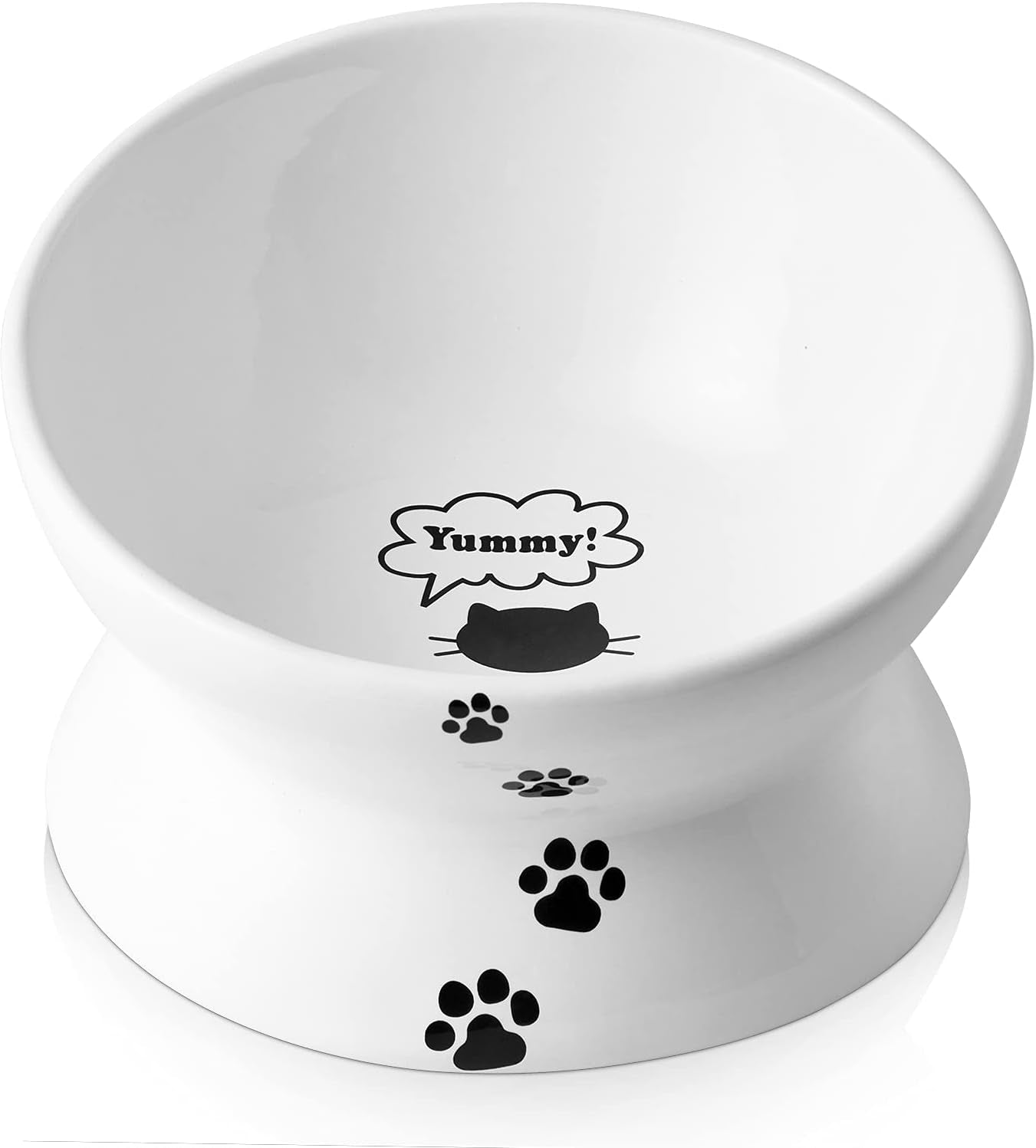 Elevated Cat Food Bowl, Ceramic Raised Bowl, Tilt Angle Protects Cat'S Spine, anti Vomiting Dish, Backflow Prevention, Lake Blue