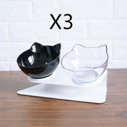Non Slip Double Cat Bowl with Raised Stand Pet Food Cat Feeder 