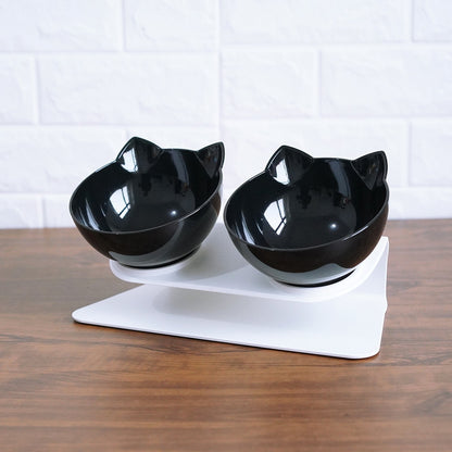 Non Slip Double Cat Bowl with Raised Stand Pet Food Cat Feeder 