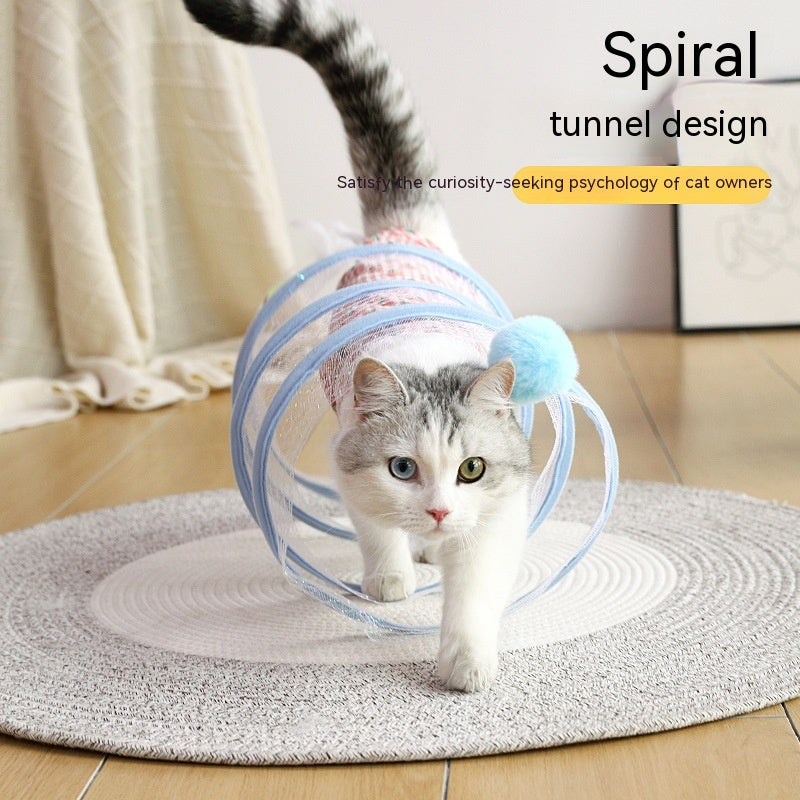 Folded Cat Tunnel Type Cats Tunnel Spring Toy Mouse Tunnel Cat