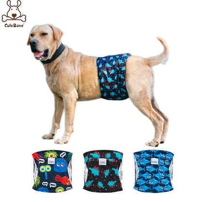 (3Pcs per Pack) Cute bone Reusable Male Dog Diapers