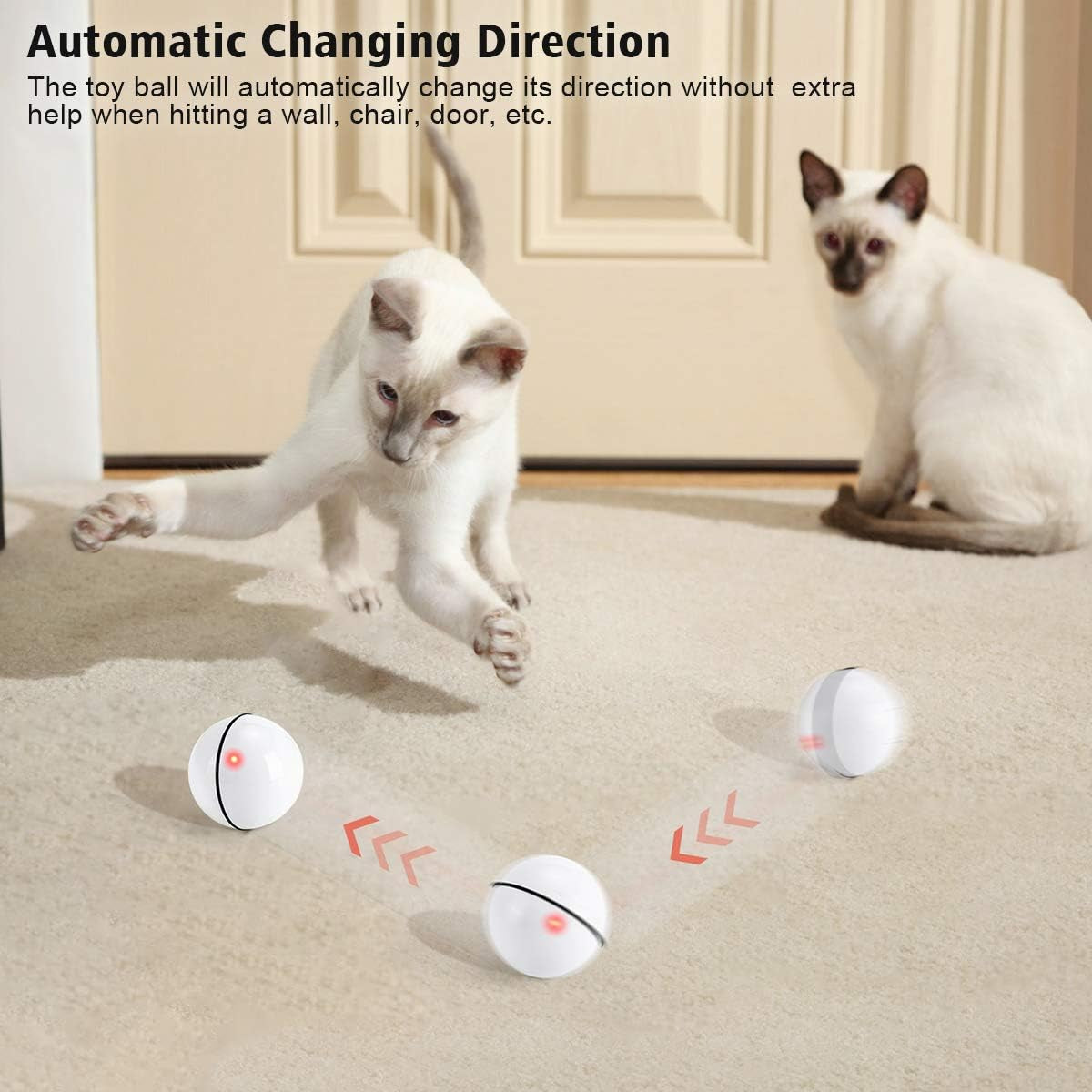 Interactive Cat Toys Ball with LED Light, 360 Degree Self Auto Rotating Smart Ball, USB Rechargeable Spinning Cat Ball Toy,Stimulate Hunting Instinct Kitten Funny Chaser Roller Pet Toy
