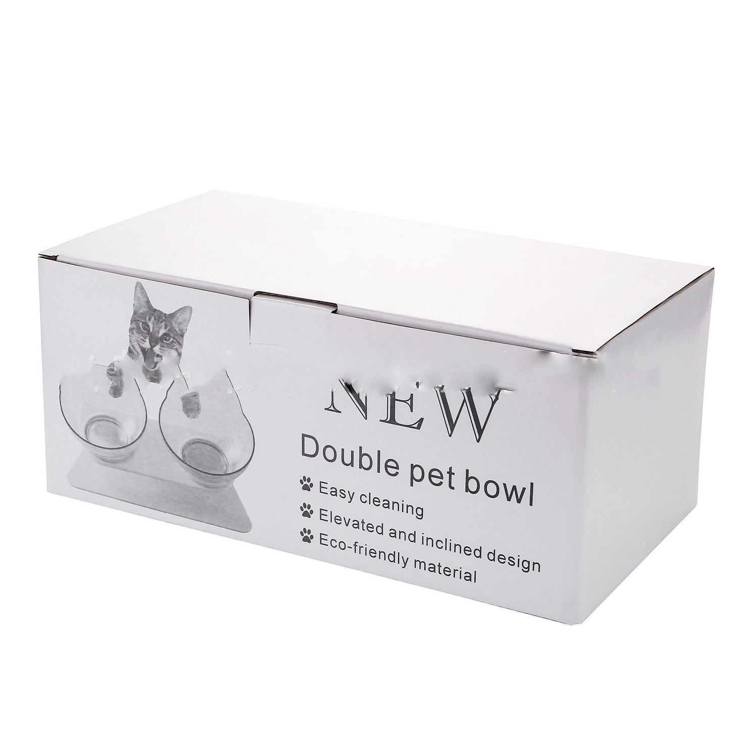 Non Slip Double Cat Bowl with Raised Stand Pet Food Cat Feeder 