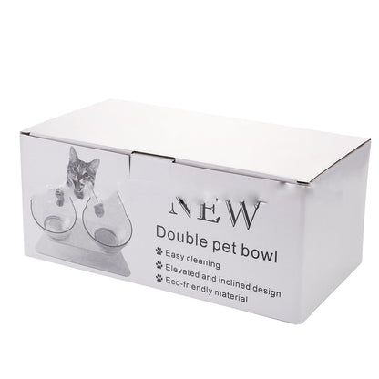 Non Slip Double Cat Bowl with Raised Stand Pet Food Cat Feeder 