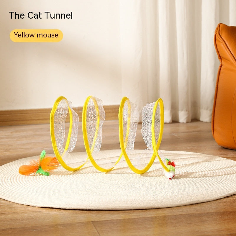 Folded Cat Tunnel Type Cats Tunnel Spring Toy Mouse Tunnel Cat
