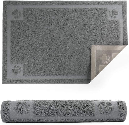 Dog Food Mat Waterproof, 35”X 24”, Pet Mat for Food and Water Bowl, Cat Bowl Mat for Floor, Grey