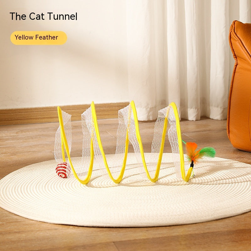 Folded Cat Tunnel Type Cats Tunnel Spring Toy Mouse Tunnel Cat