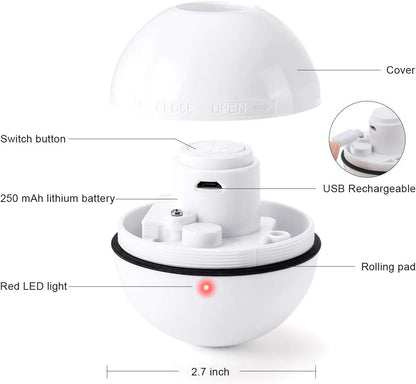 Interactive Cat Toys Ball with LED Light, 360 Degree Self Auto Rotating Smart Ball, USB Rechargeable Spinning Cat Ball Toy,Stimulate Hunting Instinct Kitten Funny Chaser Roller Pet Toy