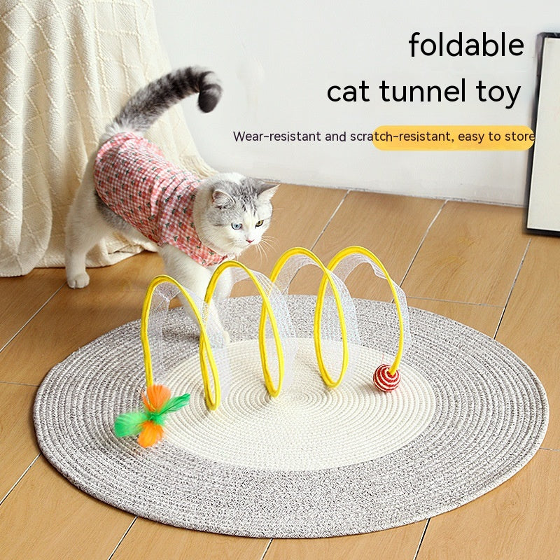 Folded Cat Tunnel Type Cats Tunnel Spring Toy Mouse Tunnel Cat
