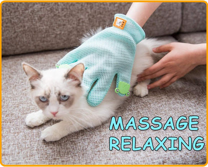 Pet Grooming Glove - Cat Dog Gentle Deshedding Brush Glove - Efficient Pet Hair Remover Massage Mitt - Enhanced Five Finger Design Perfect for Long Short Fur, Right Hand Pet Bathing (Green)