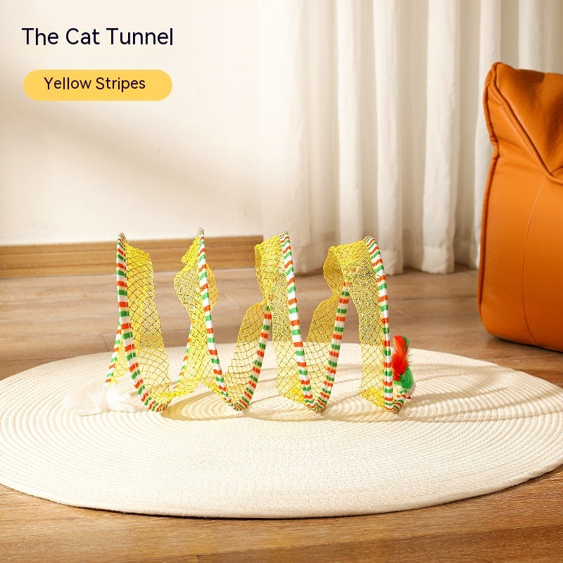 Folded Cat Tunnel Type Cats Tunnel Spring Toy Mouse Tunnel Cat