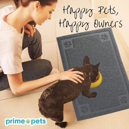 Dog Food Mat Waterproof, 35”X 24”, Pet Mat for Food and Water Bowl, Cat Bowl Mat for Floor, Grey