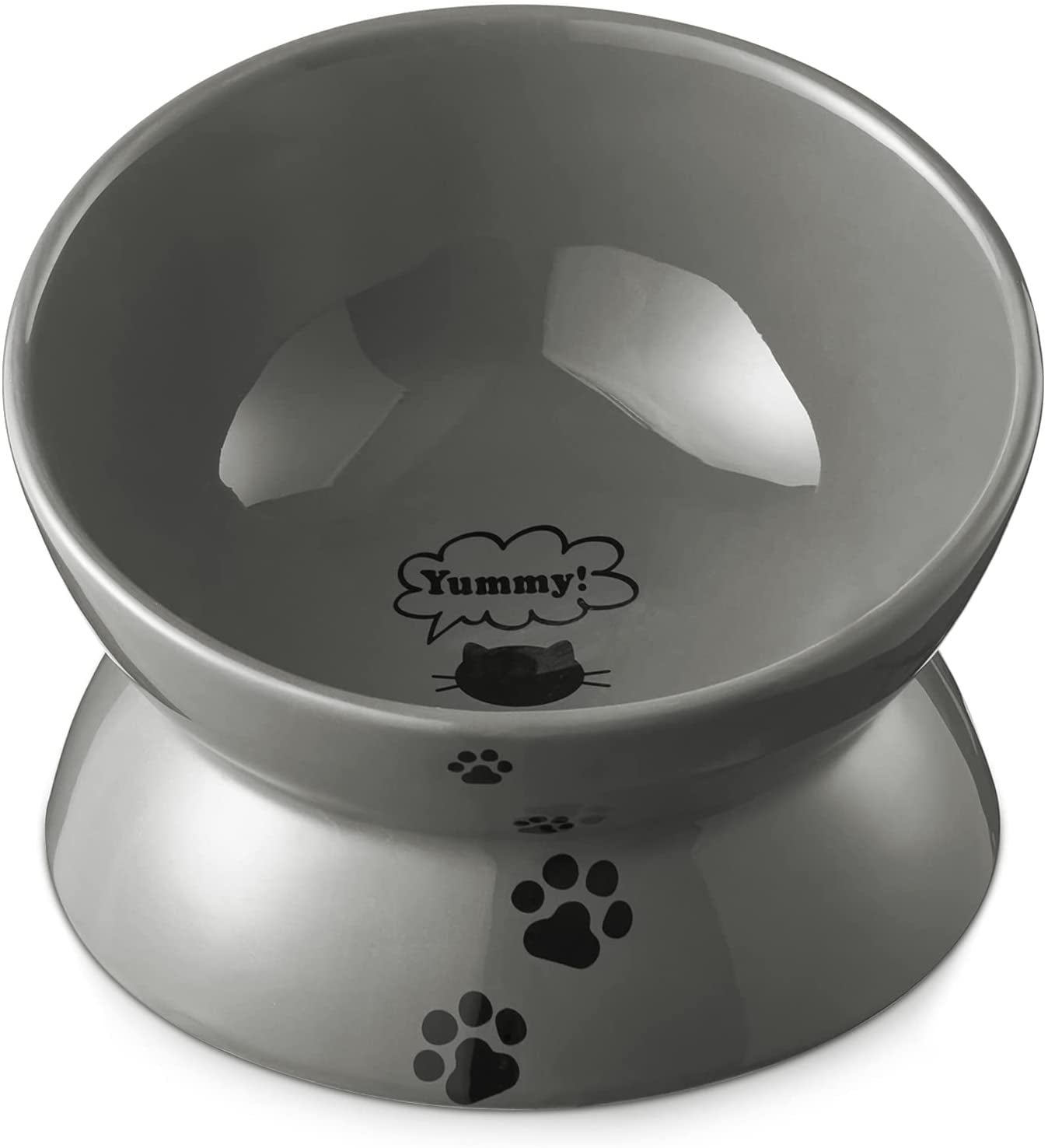 Elevated Cat Food Bowl, Ceramic Raised Bowl, Tilt Angle Protects Cat'S Spine, anti Vomiting Dish, Backflow Prevention, Lake Blue