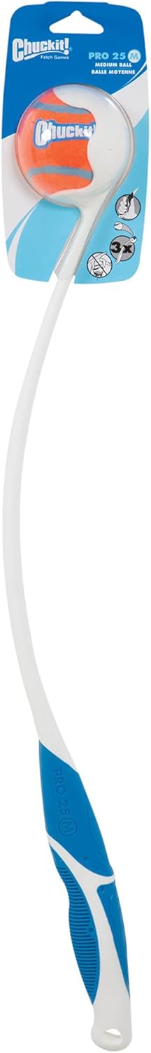 Dog Ball Launcher 12M Sport with 12" Handle Length for Medium (2.5" Dog Balls), Plastic Pet Fetch Ball Thrower, for Dogs 20-60 Pounds, Made in USA, Blue