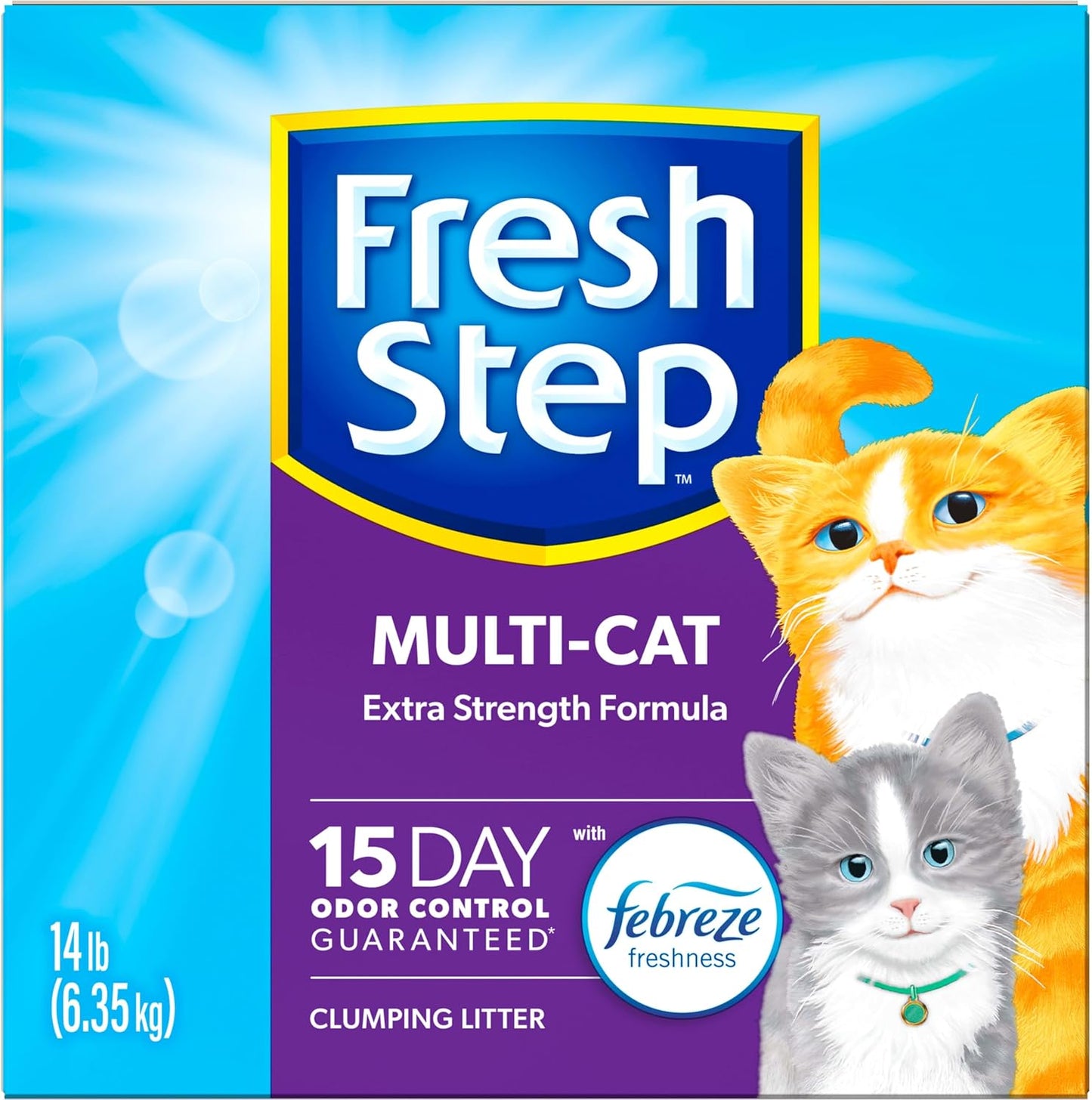 Clumping Cat Litter, Multi-Cat, Long Lasting Odor Control Kitty Litter with Activated Charcoal, Low Dust Formula, 14 Lb