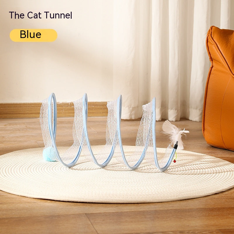 Folded Cat Tunnel Type Cats Tunnel Spring Toy Mouse Tunnel Cat