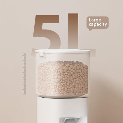 5L/21 Cups Automatic Cat Feeder, Timed Automatic Pet Feeders, Cat Dry Food Dispenser Dual Power, 10 Meals Programmable 1-15 Portion Control Cats Feeder, Pet Food Dispenser for Cats & Puppy(Not Wifi)