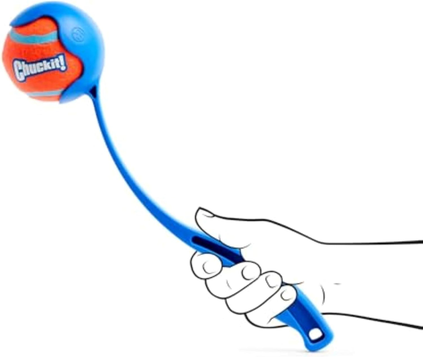 Dog Ball Launcher 12M Sport with 12" Handle Length for Medium (2.5" Dog Balls), Plastic Pet Fetch Ball Thrower, for Dogs 20-60 Pounds, Made in USA, Blue