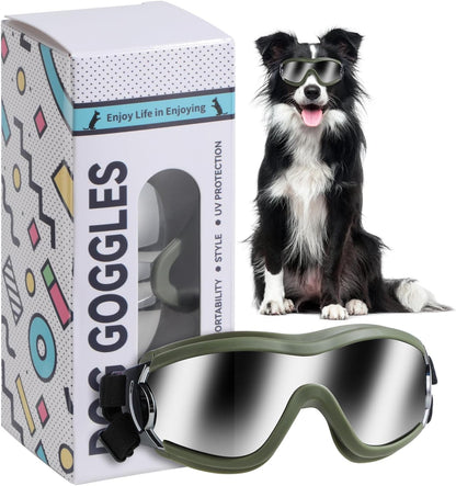 Dog Sunglasses Dog Goggles, UV Wind Dust Fog Protection Pet Glasses Eye Wear with Adjustable Strap for Medium or Large Size (Laser)
