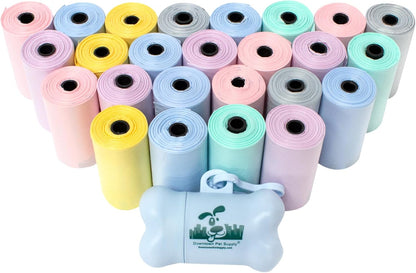 Poop Bags for Dogs with Dispenser, 180 Count - Leak-Proof Dog Waste Bags and Bone-Shaped Dog Poop Bags Holder for Leash - Rainbow with Paw Prints, 12.5" X 8.5"