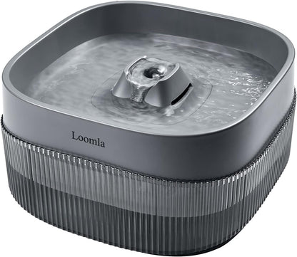 Cat Water Fountain, 85Oz/2.5L Pet Water Fountain Indoor, Automatic Dog Water Dispenser with Switchable LED Lights, 2 Replacement Filters for Cats, Dogs, Pets (Dark Gray)