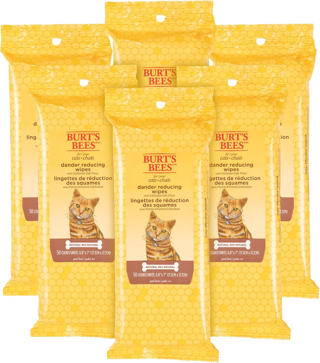 Cat Dander Remover Wipes with Colloidal Oat Flour - Pet Dander Remover Cat Wipes for Allergy Relief, Dry Skin Relief for Cats and Kittens, 50 Count