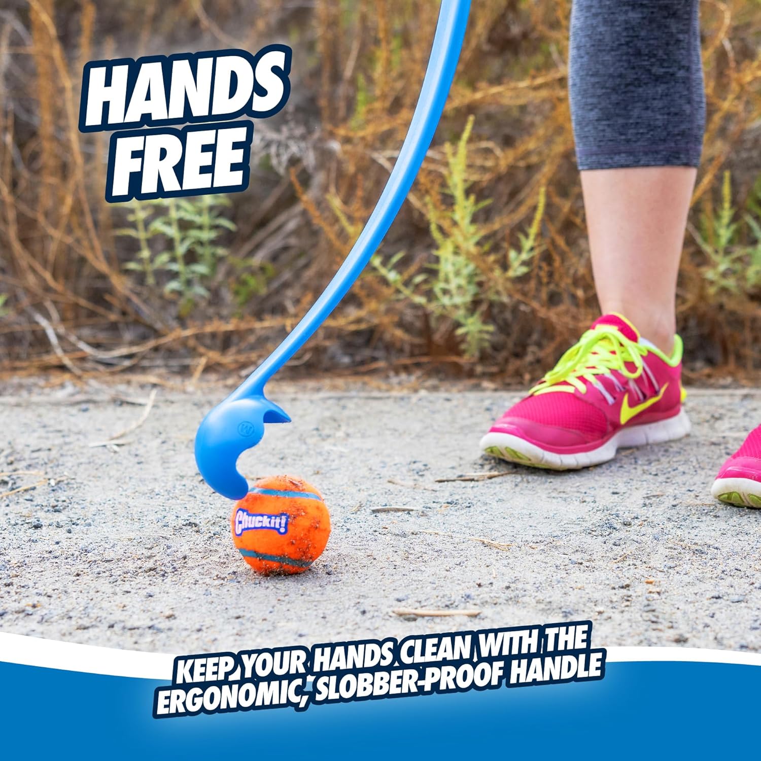 Dog Ball Launcher 12M Sport with 12" Handle Length for Medium (2.5" Dog Balls), Plastic Pet Fetch Ball Thrower, for Dogs 20-60 Pounds, Made in USA, Blue