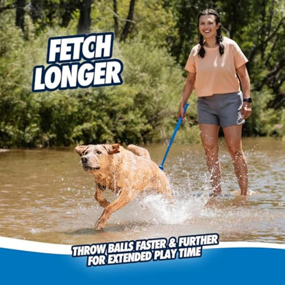 Dog Ball Launcher 12M Sport with 12" Handle Length for Medium (2.5" Dog Balls), Plastic Pet Fetch Ball Thrower, for Dogs 20-60 Pounds, Made in USA, Blue