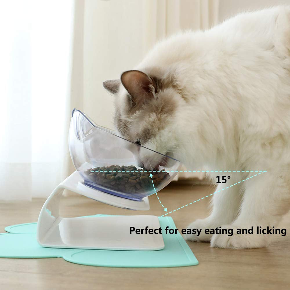Non Slip Double Cat Bowl with Raised Stand Pet Food Cat Feeder 