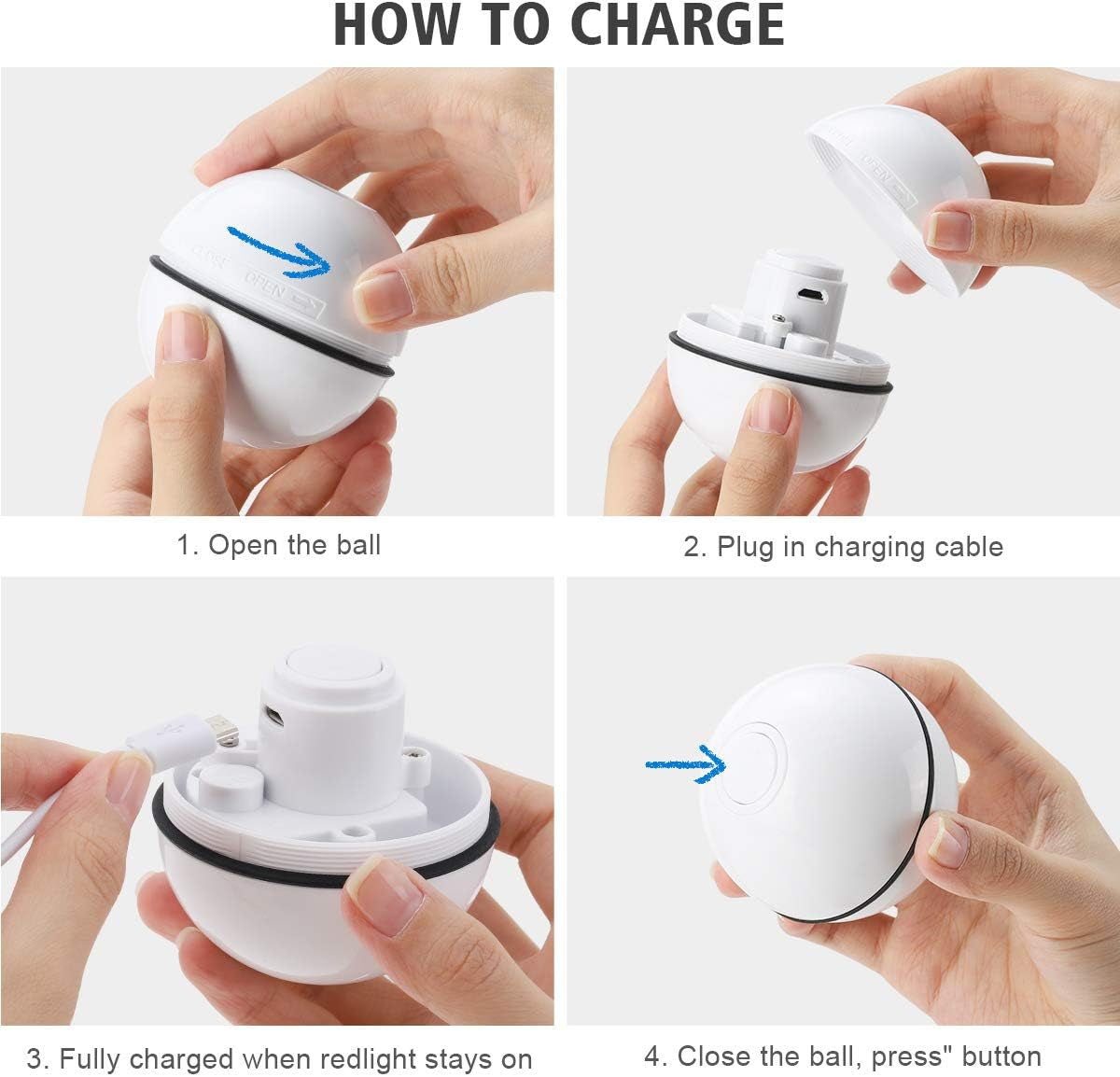 Interactive Cat Toys Ball with LED Light, 360 Degree Self Auto Rotating Smart Ball, USB Rechargeable Spinning Cat Ball Toy,Stimulate Hunting Instinct Kitten Funny Chaser Roller Pet Toy