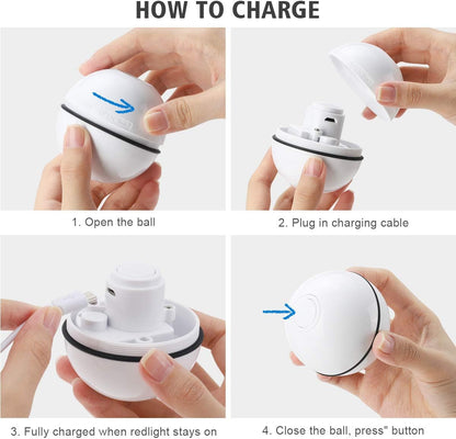 Interactive Cat Toys Ball with LED Light, 360 Degree Self Auto Rotating Smart Ball, USB Rechargeable Spinning Cat Ball Toy,Stimulate Hunting Instinct Kitten Funny Chaser Roller Pet Toy