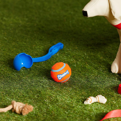 Dog Ball Launcher 12M Sport with 12" Handle Length for Medium (2.5" Dog Balls), Plastic Pet Fetch Ball Thrower, for Dogs 20-60 Pounds, Made in USA, Blue