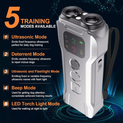 Dog Barks No More Dog Training Device, 5 in 1 Rechargable Ultrasonic anti Barking Device 35FT with High Low Mode, Safe & Painless, Dog Bark Deterrent Devices Portable Bad Haviour Stopper