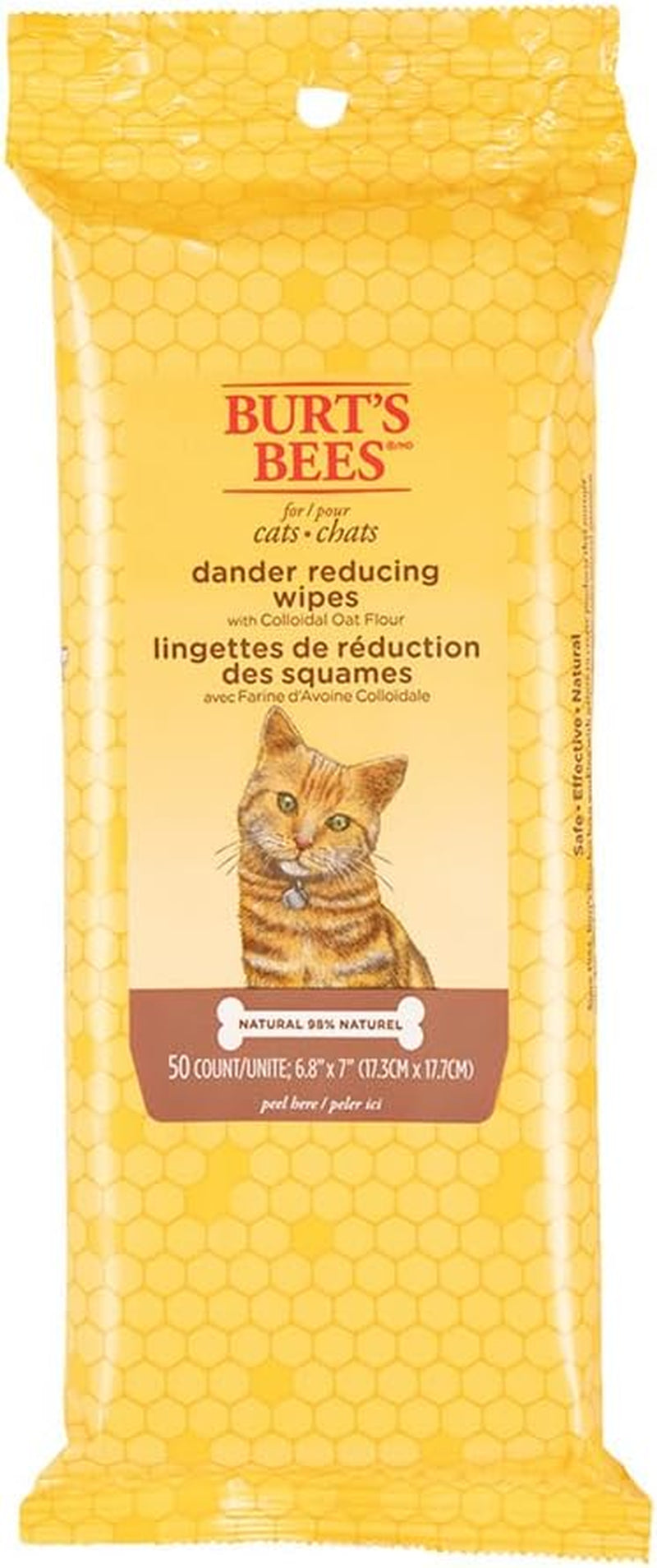 Cat Dander Remover Wipes with Colloidal Oat Flour - Pet Dander Remover Cat Wipes for Allergy Relief, Dry Skin Relief for Cats and Kittens, 50 Count