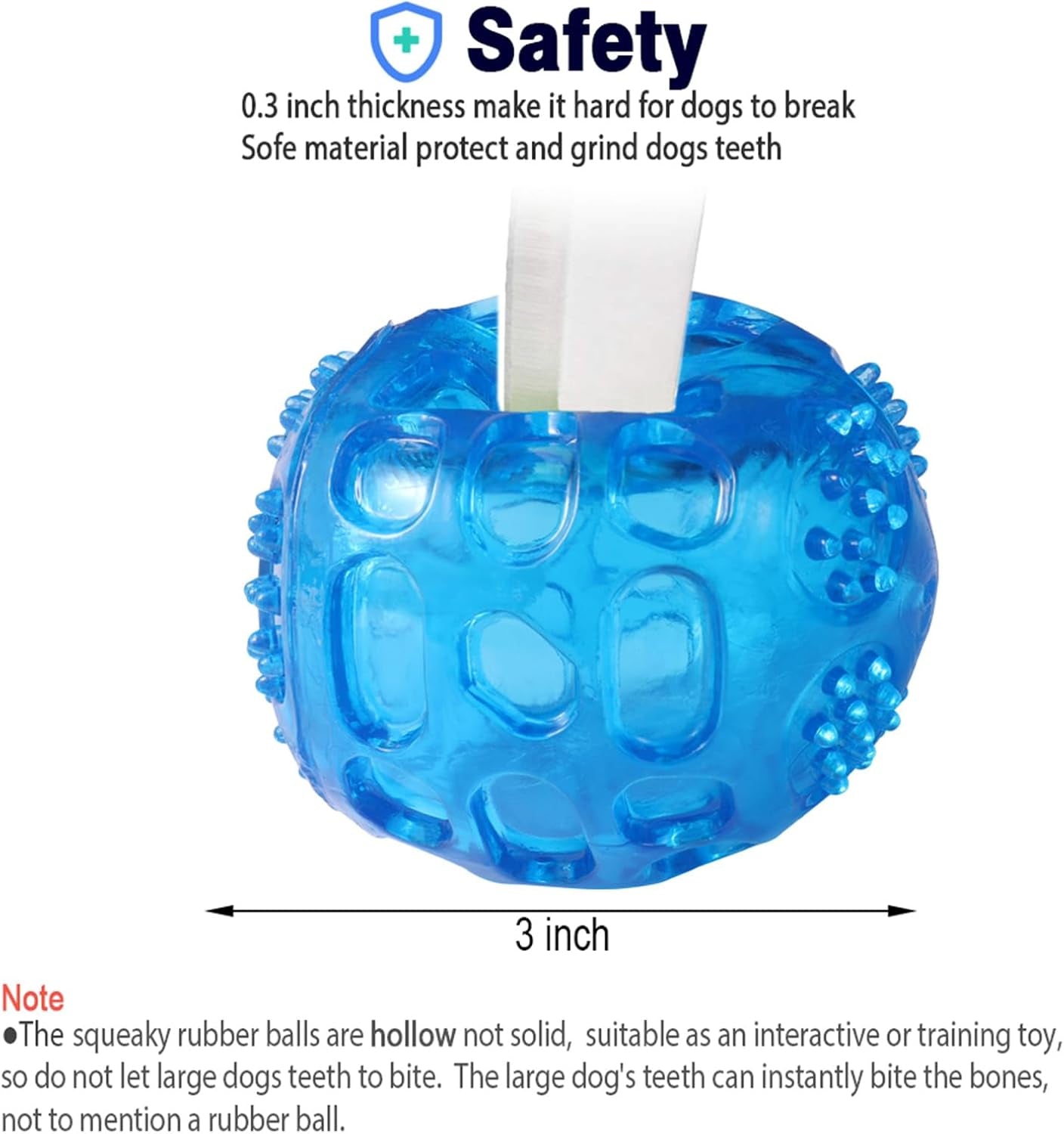 Dog Squeaky Ball, Pet Squeak Chew Bouncy Rubber Toy Balls for Small Medium Dogs Indestructible Exercise Training Playing (3 Balls)