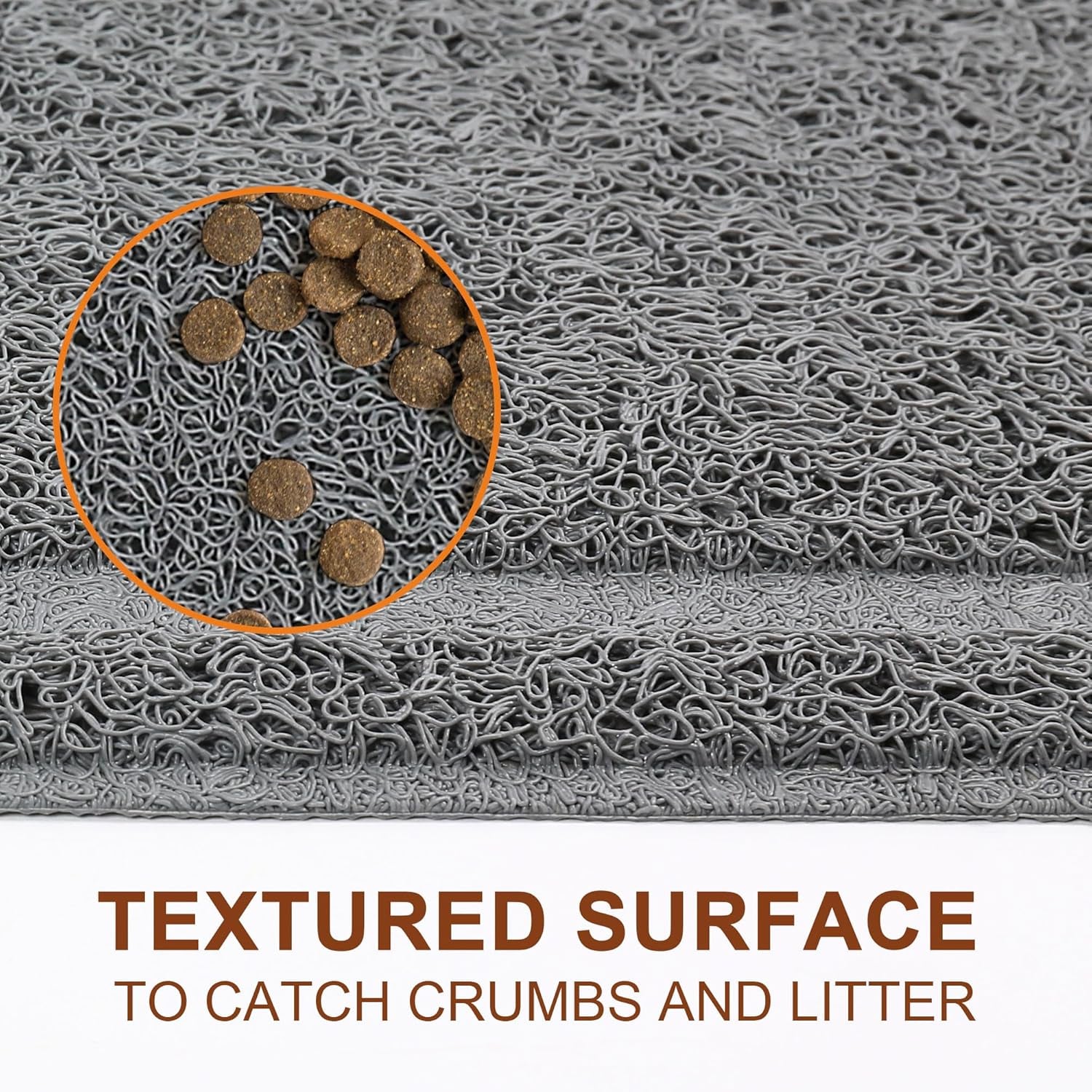 Dog Food Mat Waterproof, 35”X 24”, Pet Mat for Food and Water Bowl, Cat Bowl Mat for Floor, Grey