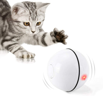 Interactive Cat Toys Ball with LED Light, 360 Degree Self Auto Rotating Smart Ball, USB Rechargeable Spinning Cat Ball Toy,Stimulate Hunting Instinct Kitten Funny Chaser Roller Pet Toy