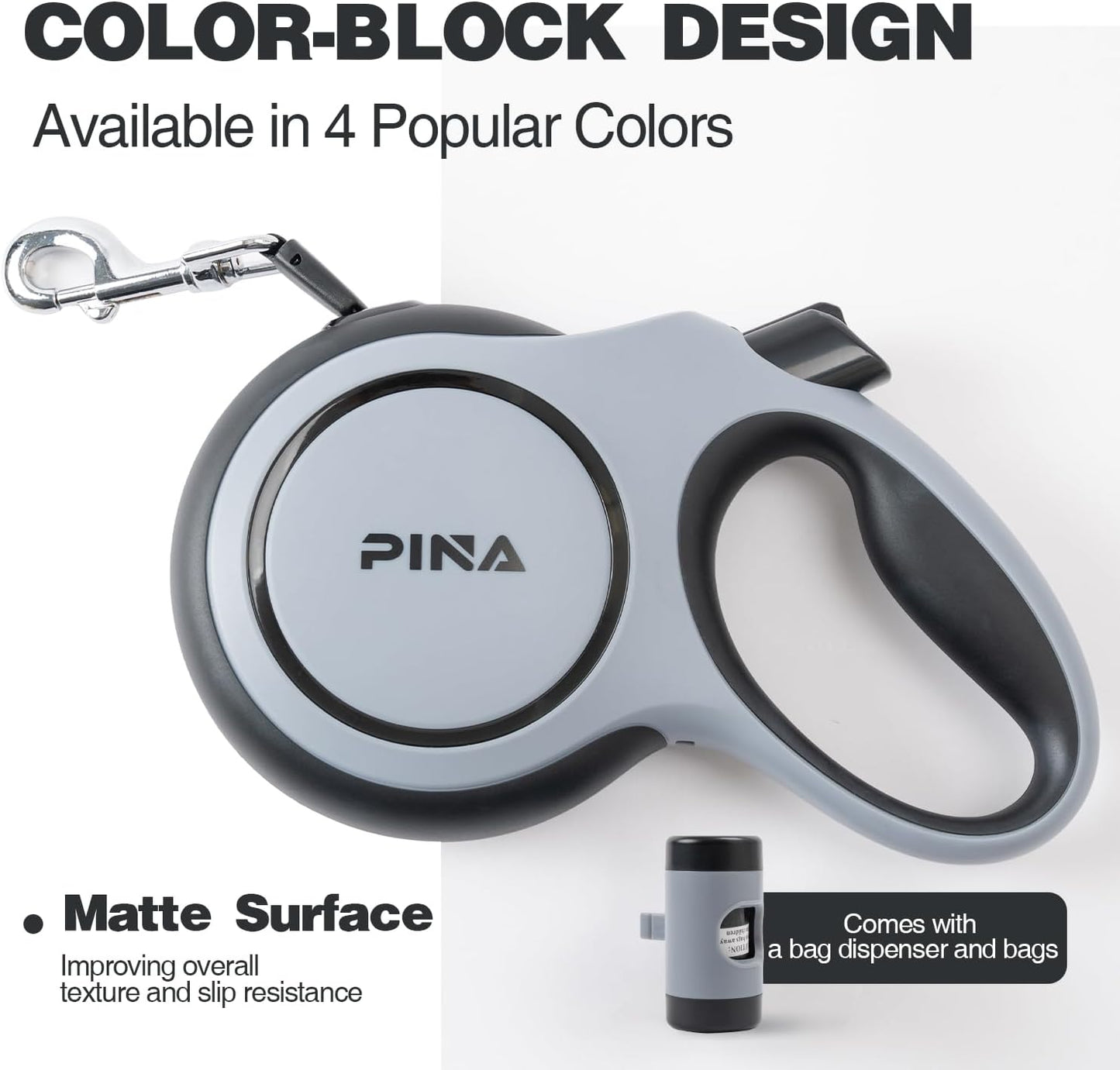 Upgraded Retractable Dog Leash, 26 Ft Dog Leash for Small Medium Large Dogs up to 110Lbs, Heavy Duty Reflective Nylon Tape 360° Tangle-Free, with Anti-Slip Handle, One-Handed Brake, Pause, Lock