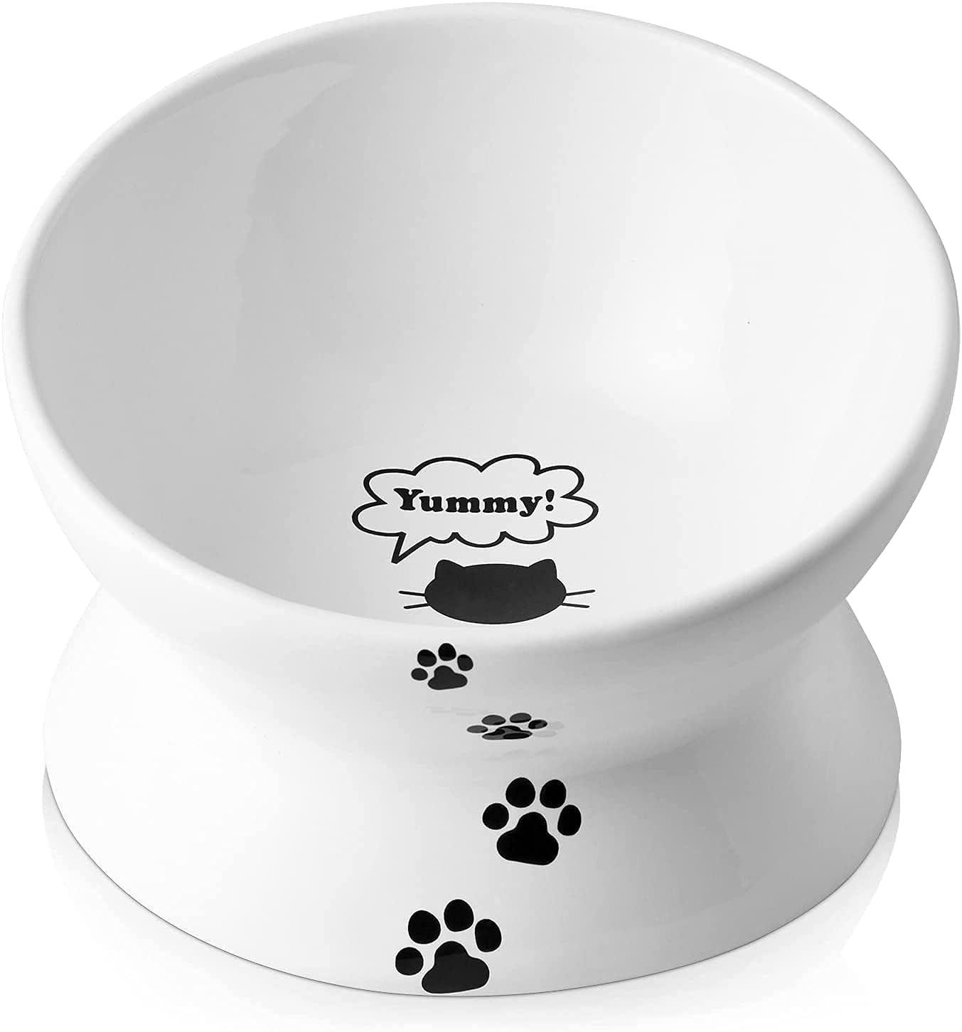 Elevated Cat Food Bowl, Ceramic Raised Bowl, Tilt Angle Protects Cat'S Spine, anti Vomiting Dish, Backflow Prevention, Lake Blue