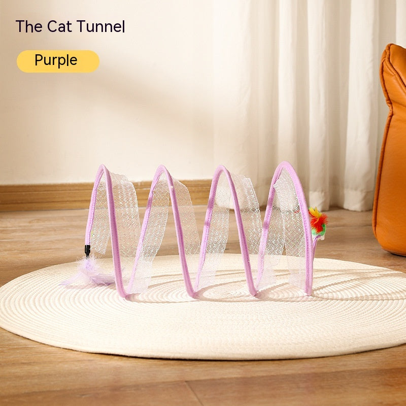 Folded Cat Tunnel Type Cats Tunnel Spring Toy Mouse Tunnel Cat