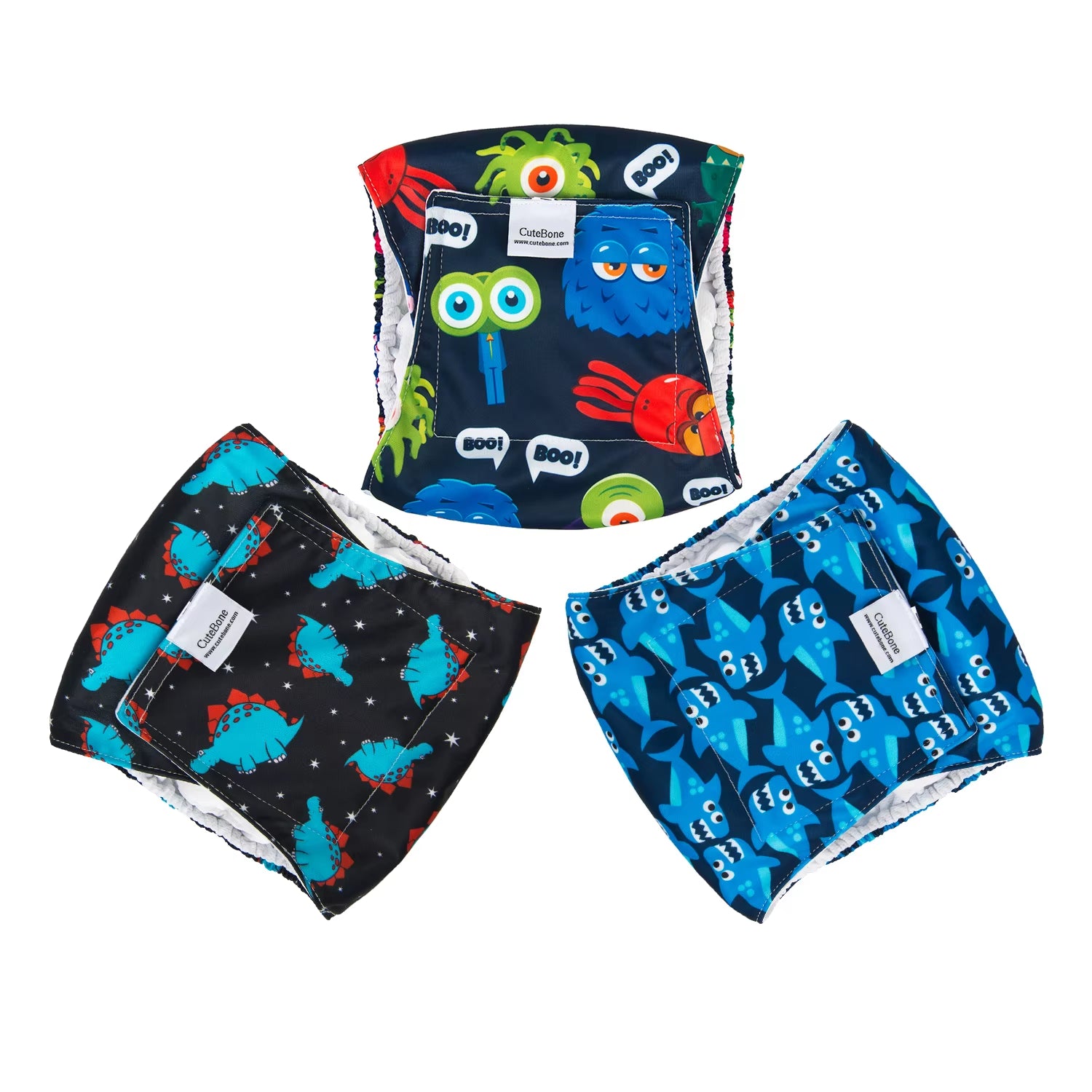 (3Pcs per Pack) Cute bone Reusable Male Dog Diapers