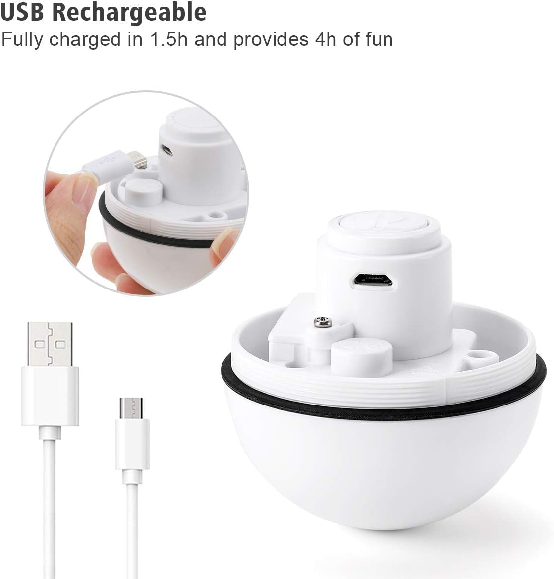 Interactive Cat Toys Ball with LED Light, 360 Degree Self Auto Rotating Smart Ball, USB Rechargeable Spinning Cat Ball Toy,Stimulate Hunting Instinct Kitten Funny Chaser Roller Pet Toy